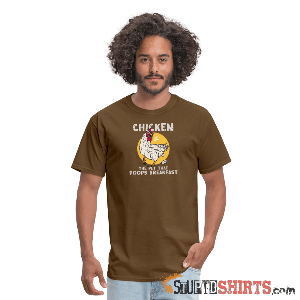The Pet That Poops Breakfast Funny Chicken Tee Unisex T-Shirt StupidShirts.com