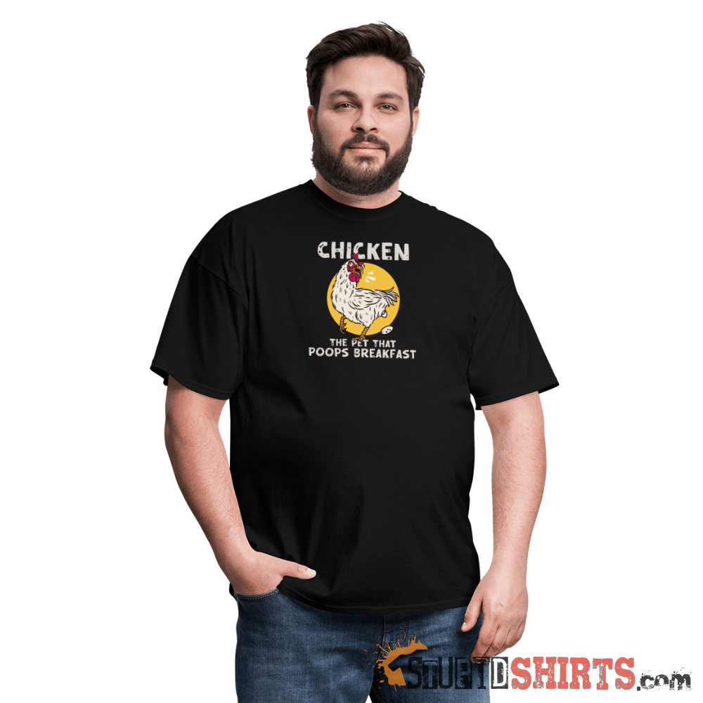 The Pet That Poops Breakfast Funny Chicken Tee Unisex T-Shirt StupidShirts.com