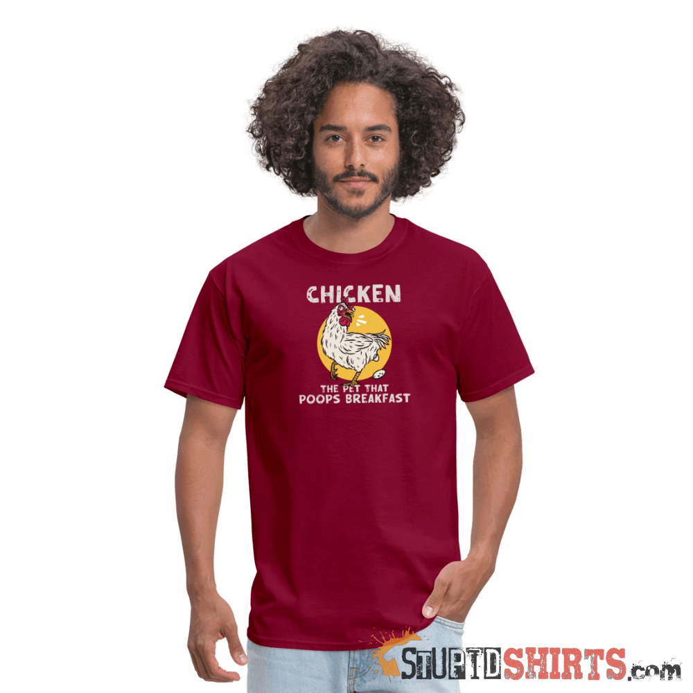 The Pet That Poops Breakfast Funny Chicken Tee Unisex T-Shirt StupidShirts.com