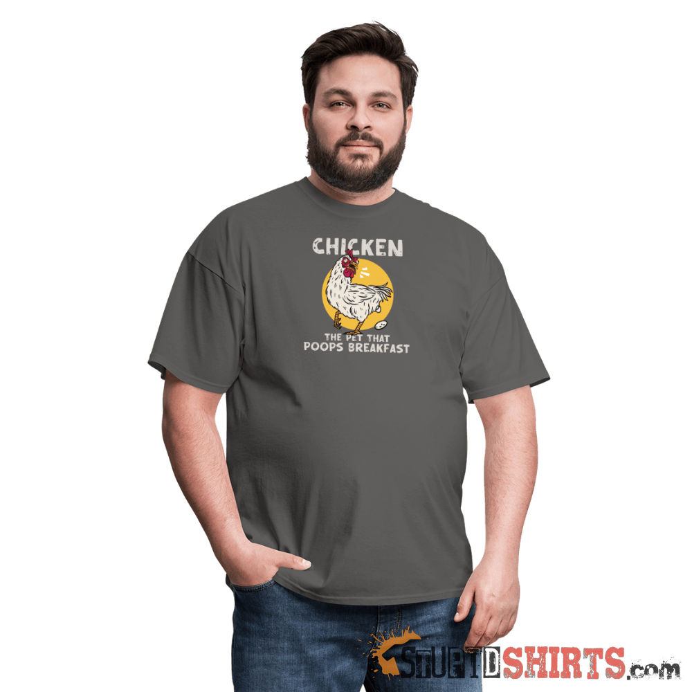 The Pet That Poops Breakfast Funny Chicken Tee Unisex T-Shirt StupidShirts.com