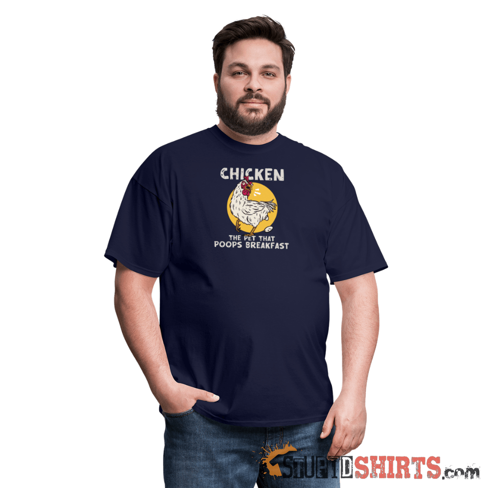 The Pet That Poops Breakfast Funny Chicken Tee Unisex T-Shirt StupidShirts.com