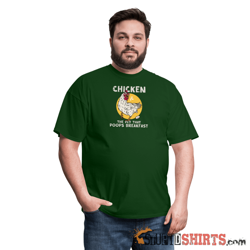 The Pet That Poops Breakfast Funny Chicken Tee Unisex T-Shirt StupidShirts.com
