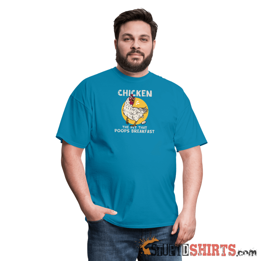 The Pet That Poops Breakfast Funny Chicken Tee Unisex T-Shirt StupidShirts.com